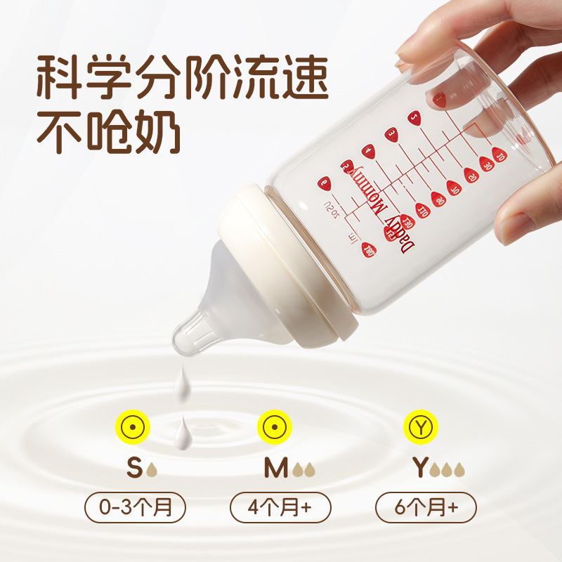 パパとママの新生児専用ガラスボトル、窒息防止乳首、ガラス保存ボトル、ガラスボトル|undefined
