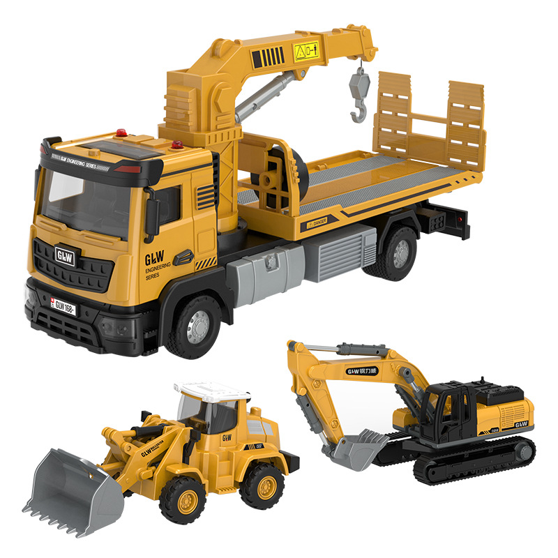 Gran remolque juguete niño camión de rescate en carretera grúa de transporte plana ingeniería de automóviles niños camiones grandes