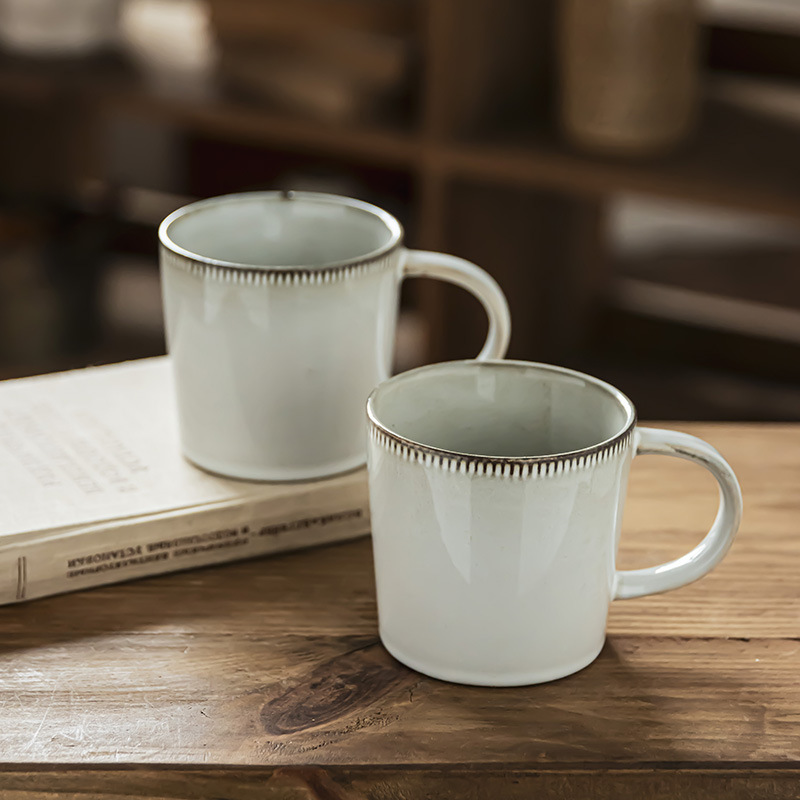 Taza de cerámica retro japonesa Taza de pareja Taza de agua casera Taza de café Taza de yogur práctica de gran capacidad