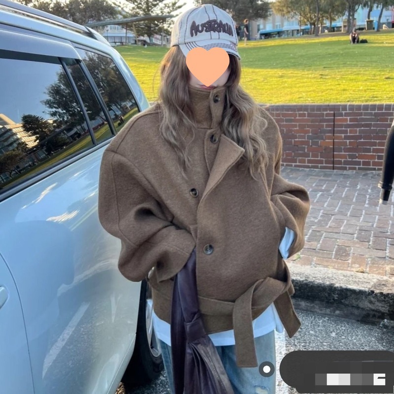 慵懒复古气质立领毛呢大衣外套女2025秋冬新款感设计呢子大衣|undefined