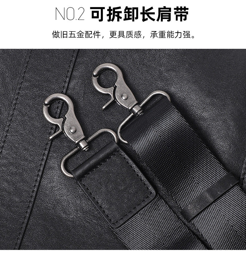 Cặp da nam công sở da bò lớp đầu nhiều ngăn 38×8×28 cm, đeo vai/chéo — Màu đen chi tiết 6