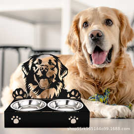 跨境新爆款Personalized dog food bowl holder 狗粮碗架金属工艺
