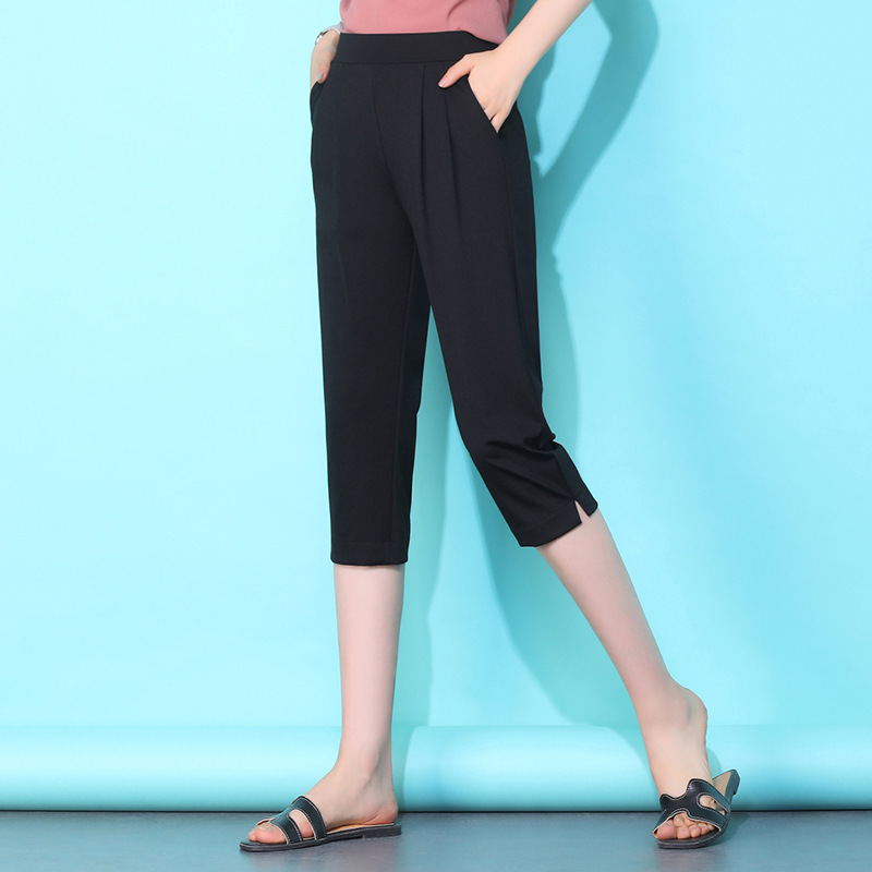 Women's Summer Thin Cropped Pants 2025 New Harem Pants Plus Size Ice Silk Women's Pants Mom Pants Mid-Length Pants Five-Point Pants Women's Summer Thin Cropped Pants 2025 New Harem Pants Plus Size Ice Silk Women's Pants Mom Pants Mid-Length Pants Five-Point Pants