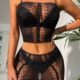 Cross-border Europe and the United States new sexy sexy underwear gypsophila mesh hot drilling temptation mesh two-piece mesh suit