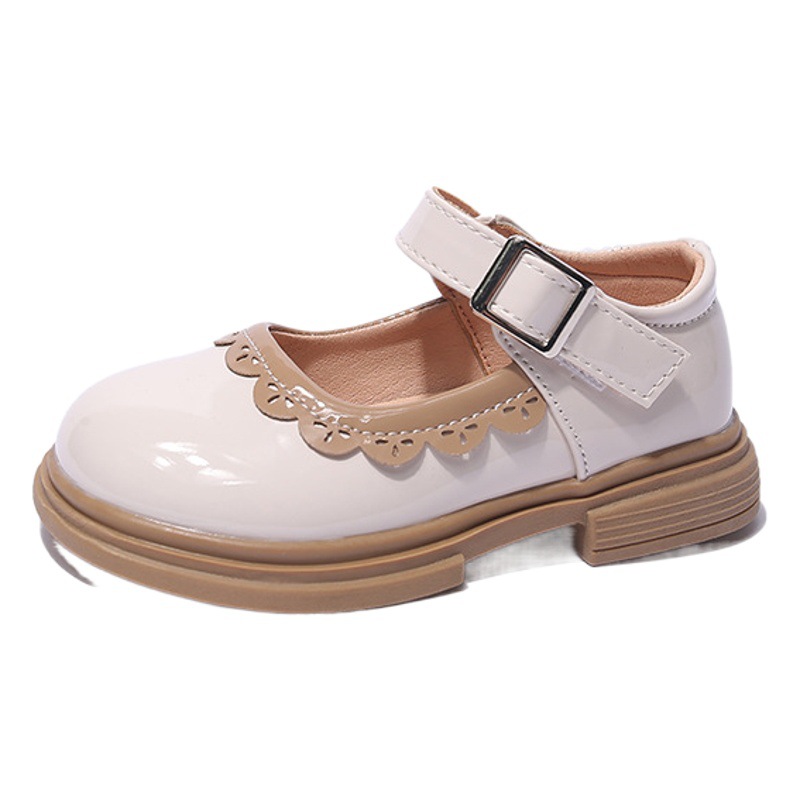 Zapatos de cuero de encaje para niños 2024 primavera y otoño nueva moda para niñas zapatos individuales zapatos de princesa de Velcro inferior suave moda