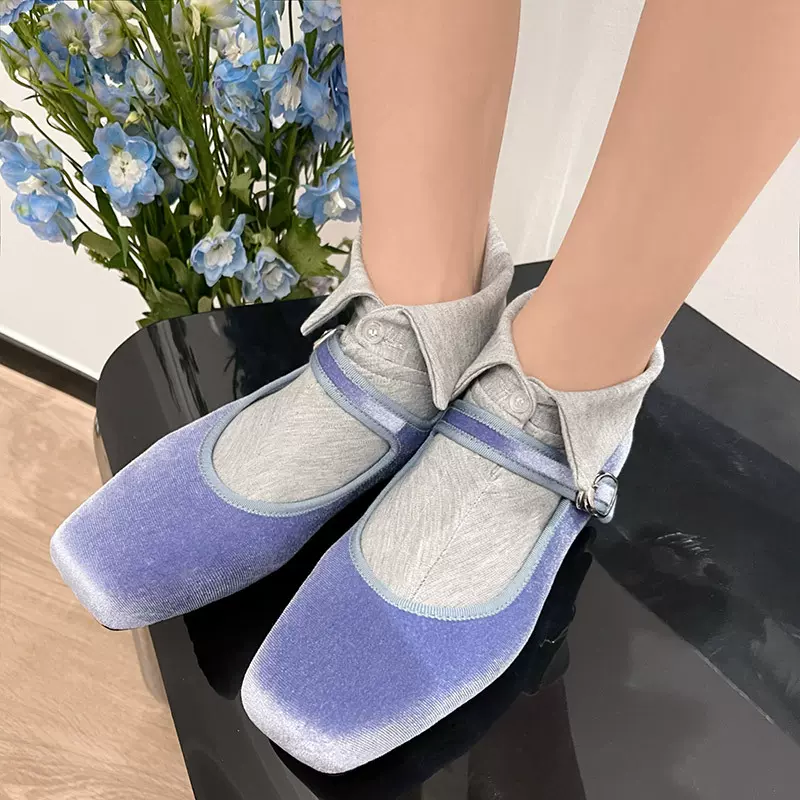 芭蕾舞风小众个性衬衫领子袜复古撞色可爱少女时髦日本杂志风袜子