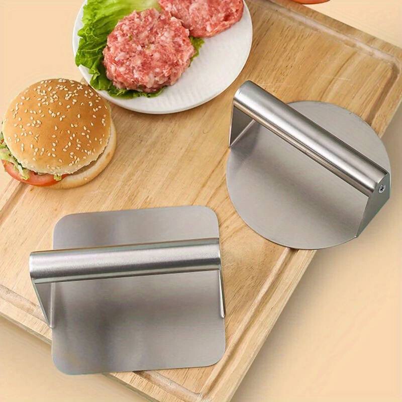 跨境不锈钢汉堡压饼器铁板烧压肉器手动压板方形披萨牛排厨房工具|undefined