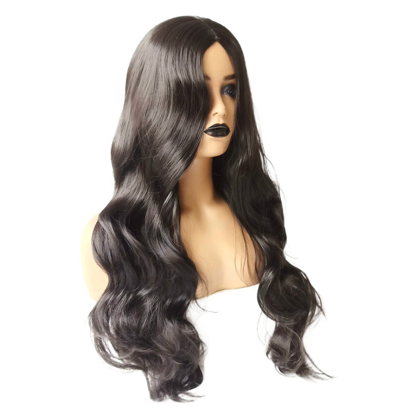 Factory wholesale Korean version of wig women's long curly hair black medium large wave curly hair women's chemical fiber wig full head cover