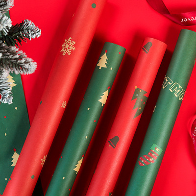 Christmas gift packing paper waterproof thickening Kraft paper DIY Christmas Eve Apple Bouquet of flowers manual Florist Material Science