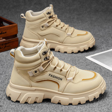马丁靴男鞋秋季新款透气高帮工装鞋子男潮流百搭厚底防滑休闲短靴