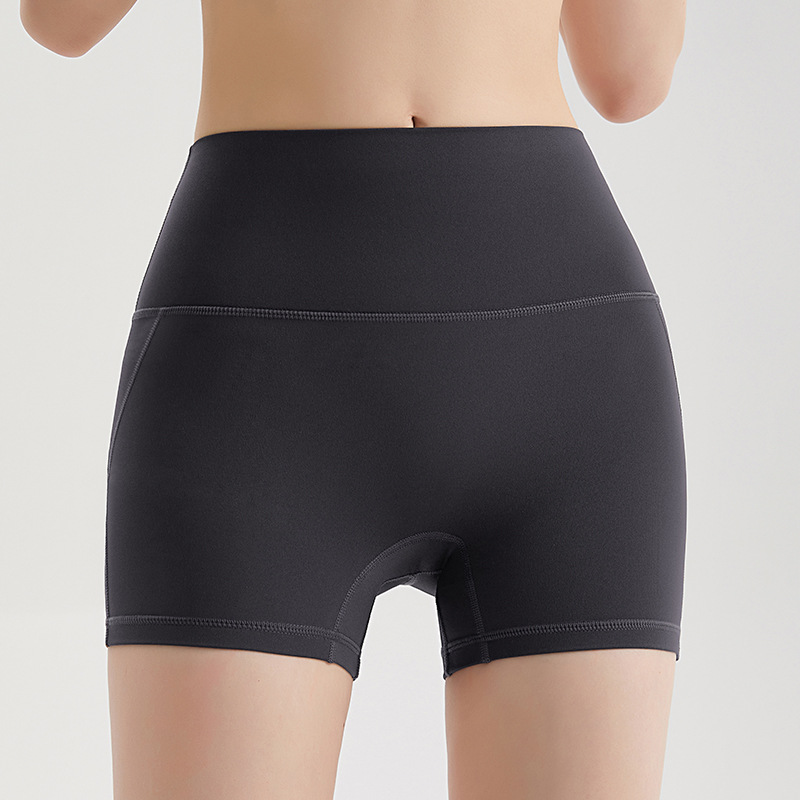 Wiman desnudos pantalones cortos de yoga deportivos para mujeres de verano, cintura alta, caderas y pantalones de acondicionamiento físico antibacterianos sin ropa interior.