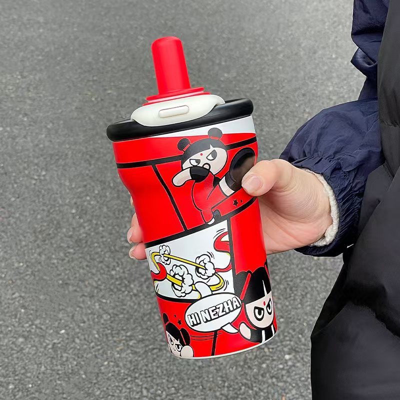 クレヨンしんちゃん魔法瓶カップ大容量車載セラミックコーヒーアロングアイスカップ男の子と子供用ストローカップ|undefined