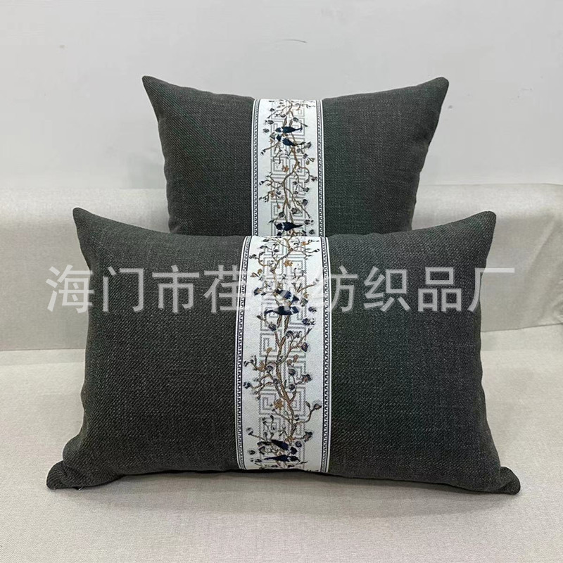新しい中国風の亜麻抱き枕椅子の家具の背もたれは赤い木のソファーの背もたれの長方形の腰の背もたれは芯を含みます。|undefined