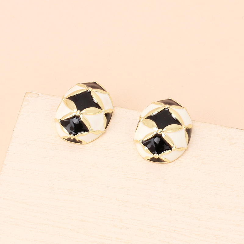 Women'S Gender Retro Geometric Irregular Diamond Oil Alloy Stud Earrings Wholesale