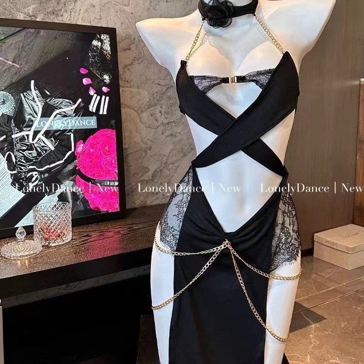 Sexy Underwear Egyptian Cat Women's Gold Chain Embellished Dress Passionate Hot Sexy Uniform Character Seduction suit Women