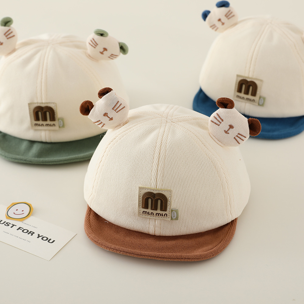 Sombreros para bebés otoño y invierno con bordes blandos letras coreanas para niños sombreros de lengua de pato primavera y otoño sombreros de béisbol para bebés pequeños