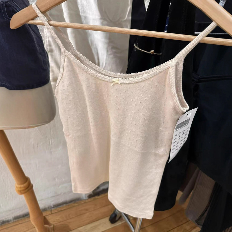Bm Style Pink Bow Lace Eyelet Vest Suspender Female Sexy Bottoming Outer Wear Slim Cut Out Top Summer Bm Style Pink Bow Lace Eyelet Vest Suspender Female Sexy Bottoming Outer Wear Slim Cut Out Top Summer