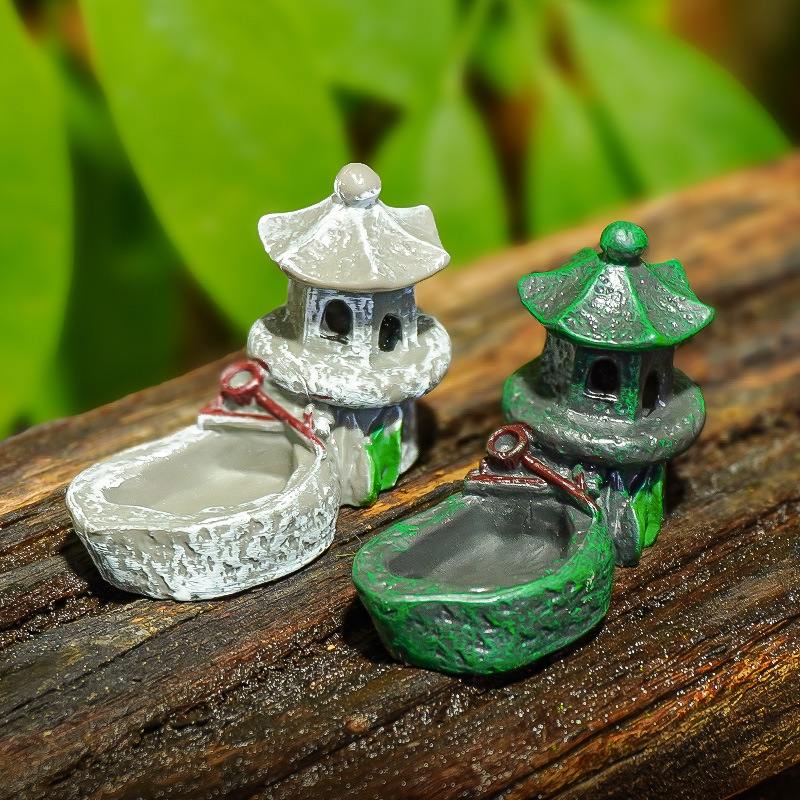 Pecera antigua, pequeña mascota lateral, paisaje de musgo, nueva piscina china, torre, edificio retro, mini decoración