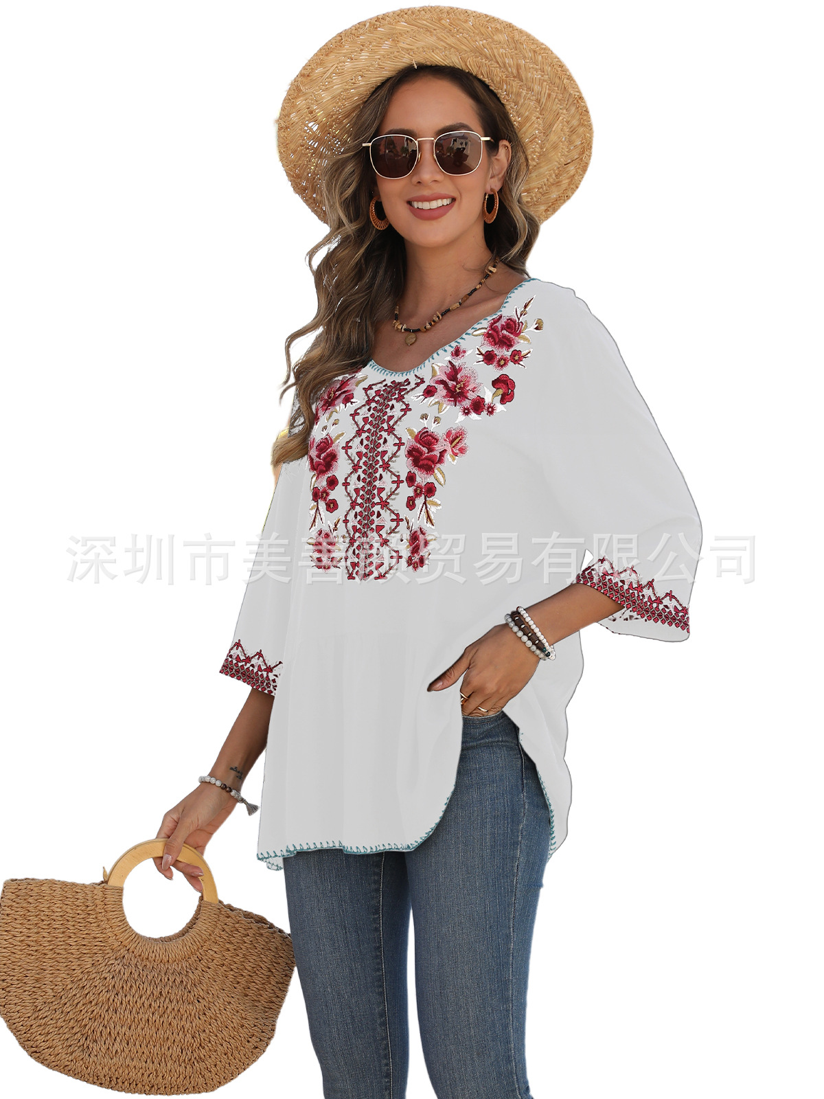summer shirt with a round collar