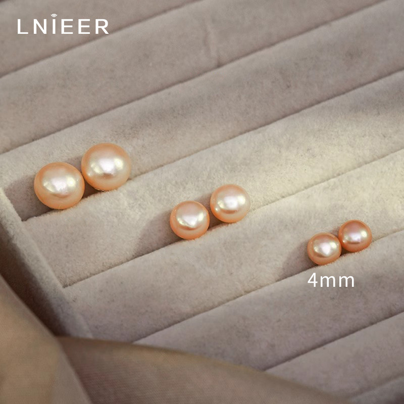 오렌지핑크 4mm 천연진주 귀걸이 [999 순은]