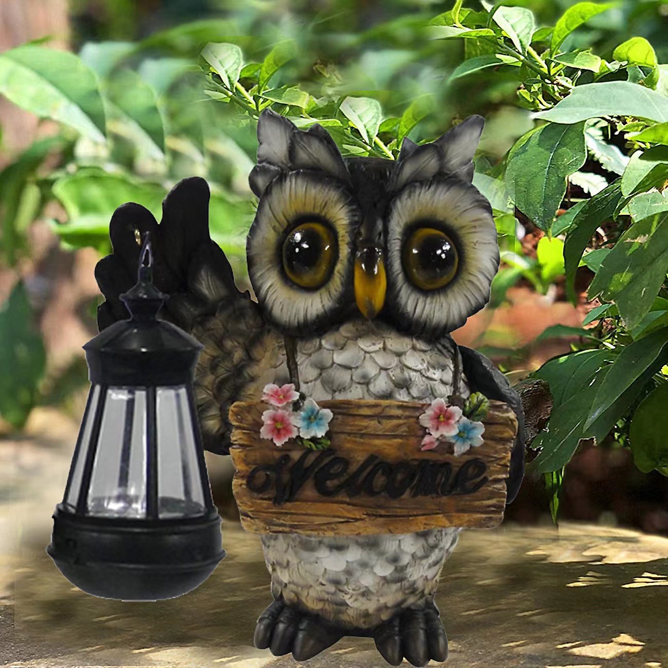 Owl Lantern in Garden