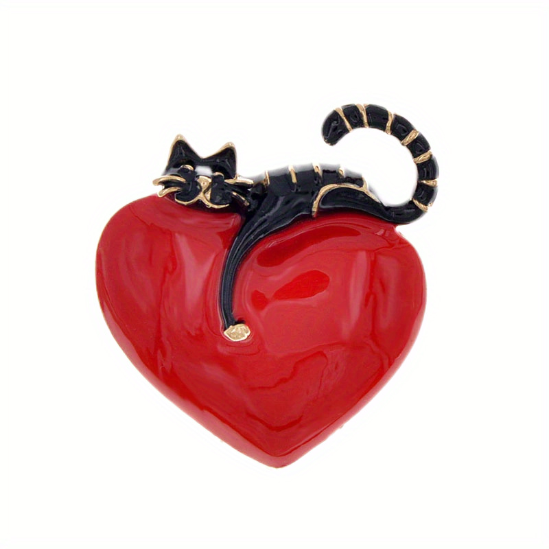 Cross-border Hot-selling European and American Creative Design Love Cat Brooch Female Niche High-end Clothing Accessories Corsage Brooch