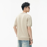 ZF8120-MM简约高智感老钱风短款海鸥领美式休闲针织短袖T恤，男装针织衫/毛衣，星座614