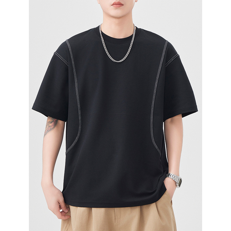 Mingge | Summer New Loose Casual Ming Line Top Men's Japanese Retro Fashion Short-sleeved T-shirt Men