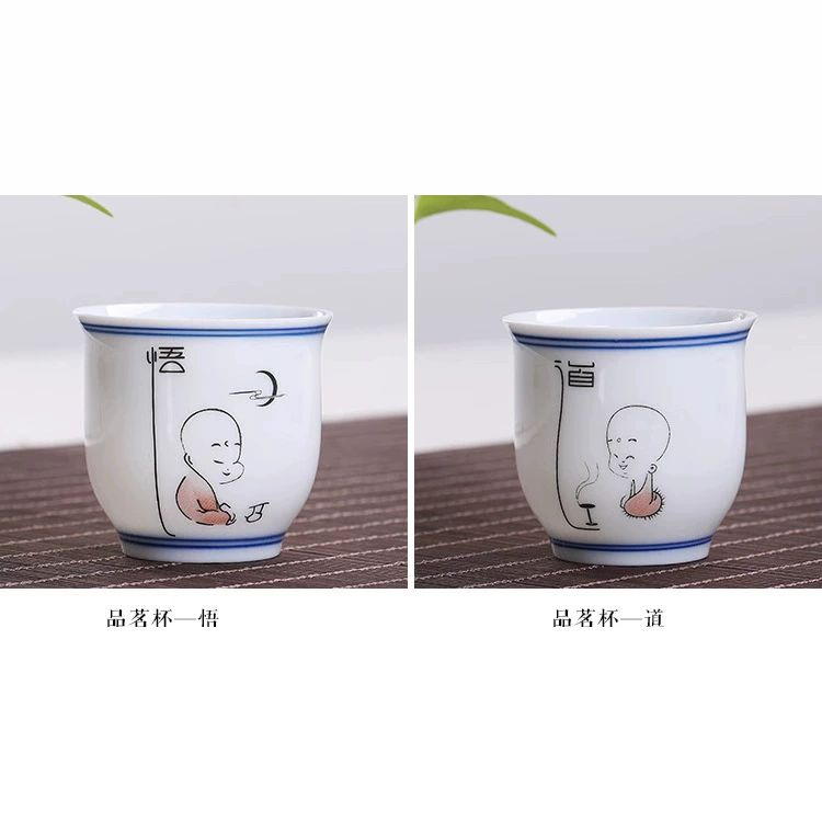 晟翔 Ceramic high -white blue and white porcelain little monk Zen Master Cup Zen Shipper Cup Ceramics Kung Fu Tea Set