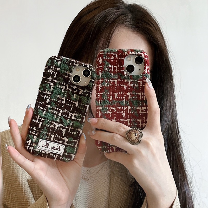 Suitable For IPhone 16 Pro Max Phone Case, -style Patterned Velvet Fabric, 15 Pro/16 Protective Cover, 13_voghion.com