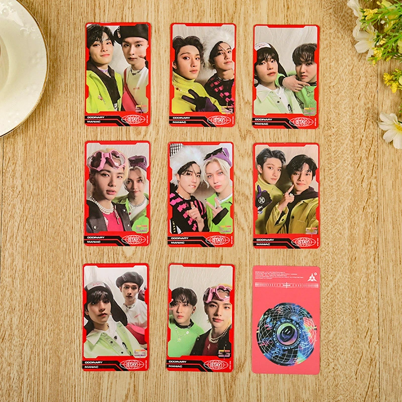 Пара двойных фотокарточек (Stray Kids) — 8 шт., цветные фотокарточки, 5,4 × 8,6 см