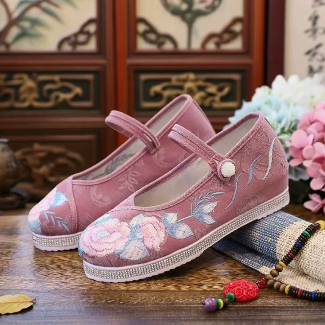 Туфли из ханьфу круглой головы, embroidered cloth shoes древний стиль, улучшение элементов Ханьфу