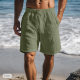 2025 new cotton and linen shorts drawstring elastic waist straight leg solid color breathable daily beach five casual pants