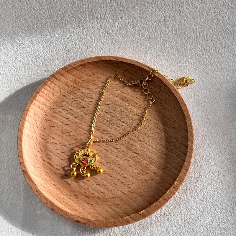 拉布布项链搪胶公仔微缩labubu玩偶衣服棉花娃娃配饰国风金锁吊坠|undefined