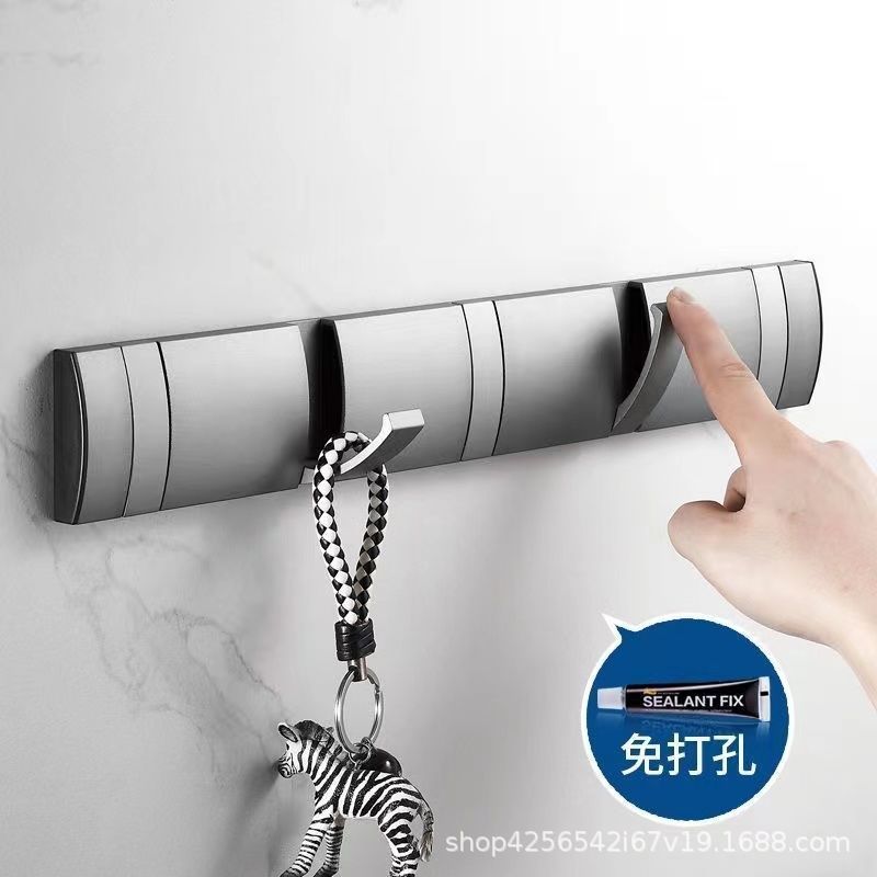 Gancho de ropa invisible creativo de aluminio espacial gancho de ropa de pared gancho de ropa sin perforar