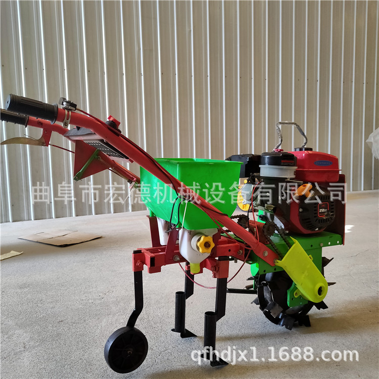 汽油手推播种机 农用小型独轮耘播机 双行玉米追肥机视频