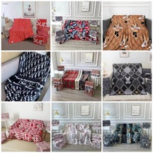 潮牌外贸毛毯法兰绒毯子大牌爆款金貂绒毛毯办公室午休盖毯