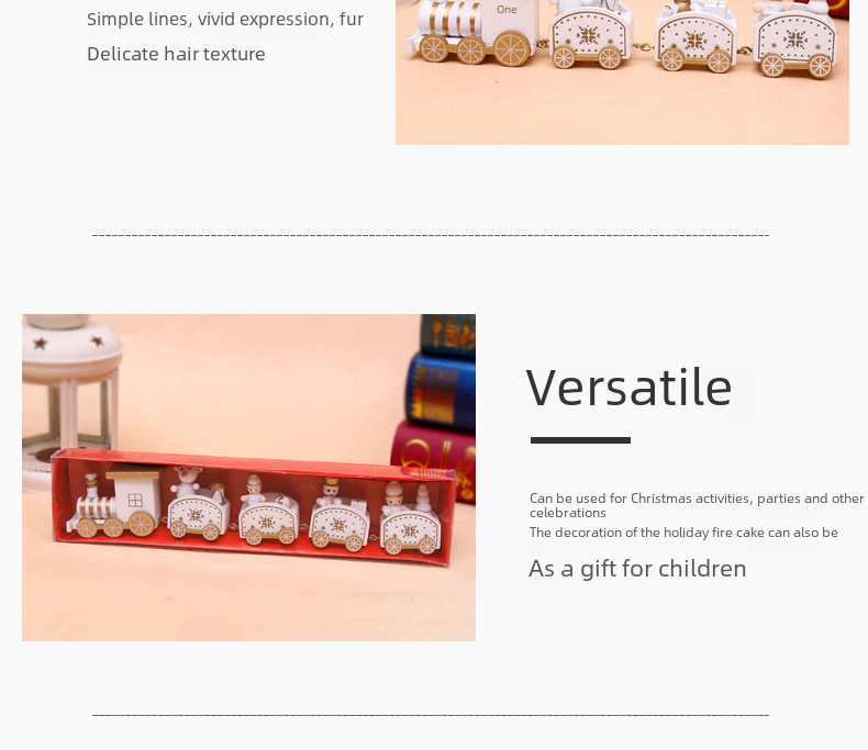 Piiriülesed jõulukaunistused puidust neljaosaline rong laste pühadekingitused akna töölaua ehted_voghion.com