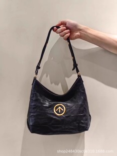 GROT black stone hobo bag, vegetable tanned sheepskin armpit shoulder bag, tote bag, commuter bag for women