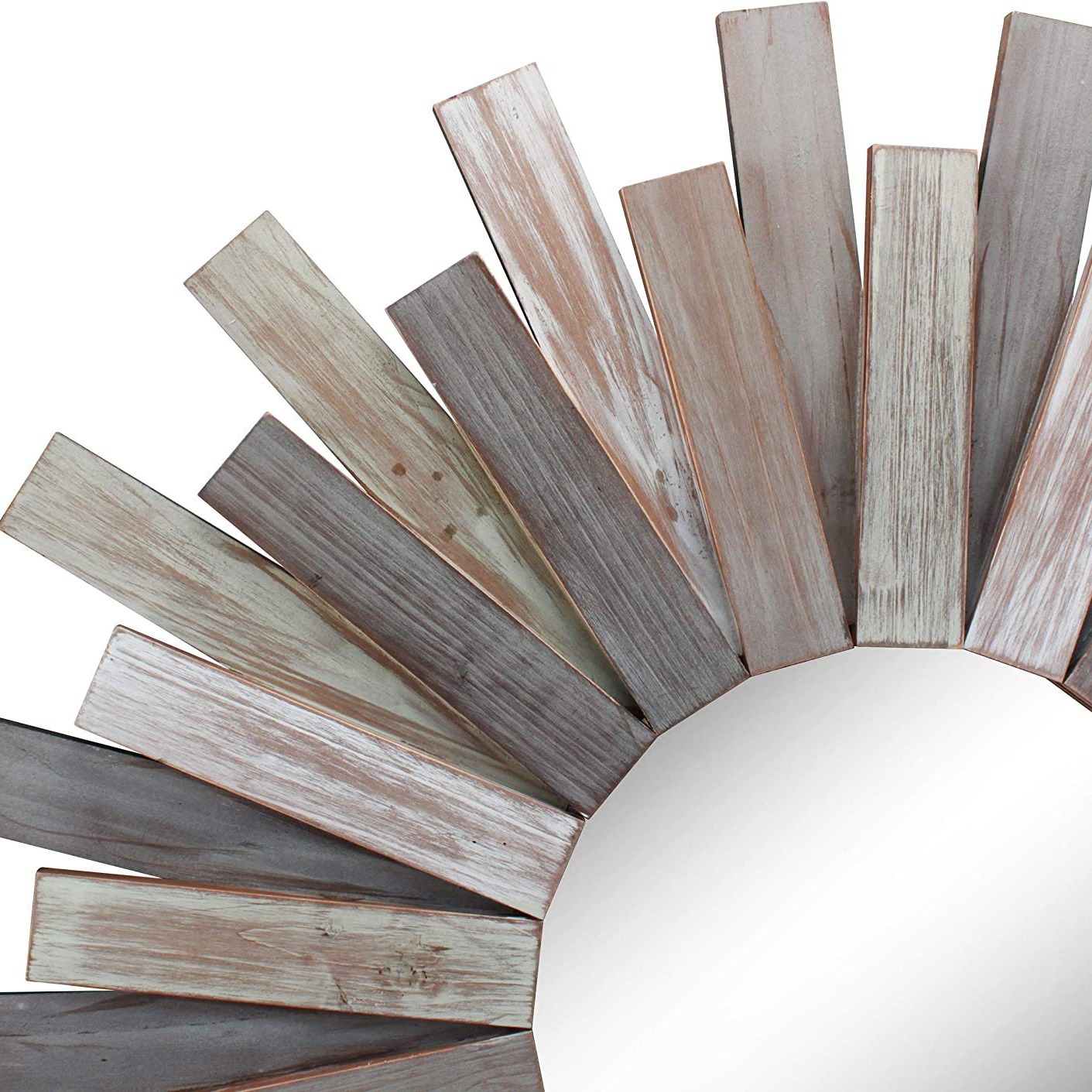 Customizado Amazon nórdico estilo solar espejo de maquillaje espejo de madera sólida retro hacer viejos espejos decorativos de pared