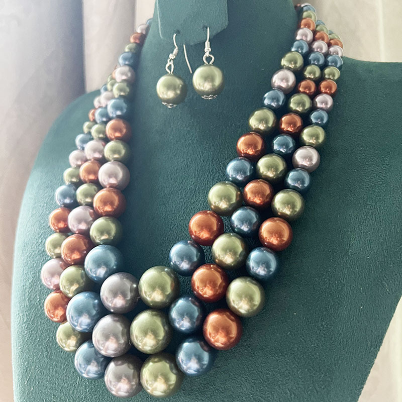 150g Weight Earrings, Necklace Classification 1 Set Quantity Banquet, Cocktail Party Occasion Imitation Pearl Material Pearl Pattern Women's Gender Round Design Glam, Exaggerated Style Glam Exaggerated Pearl Imitation Pearl Round Women's Earrings Necklace 9