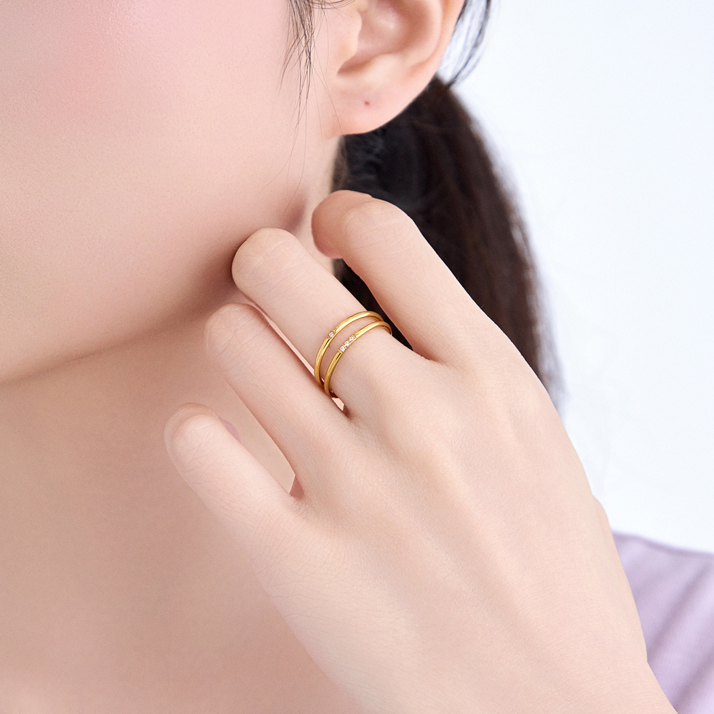 Anillos de Pareja de Acero Inoxidable, Galvanizado, Geométrico, para Mujer image 5