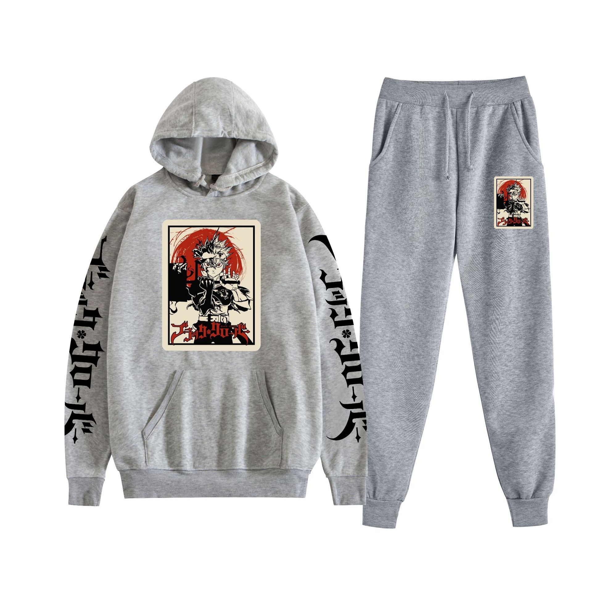 Comercio exterior nuevo estilo riman black trébol de cuatro hojas-Black Clover suéter con capucha corsés traje de dos piezas