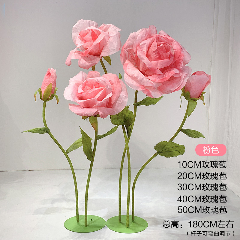 結婚式の小道具、巨大なペーパーアートフラワー、手作りのバラ、ショッピングモールのウィンドウディスプレイ、結婚式のステージレイアウト|undefined