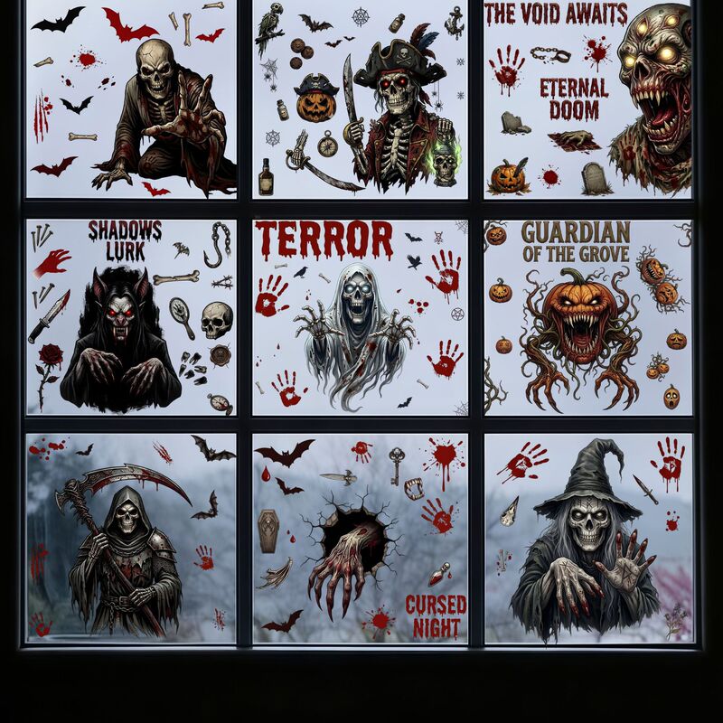 Sickle Halloween Skull Palm Blood Print Temu Electrostatic Glass Door Sticker Rose Bat Dagger Party Window Decoration Sickle Halloween Skull Palm Blood Print Temu Electrostatic Glass Door Sticker Rose Bat Dagger Party Window Decoration