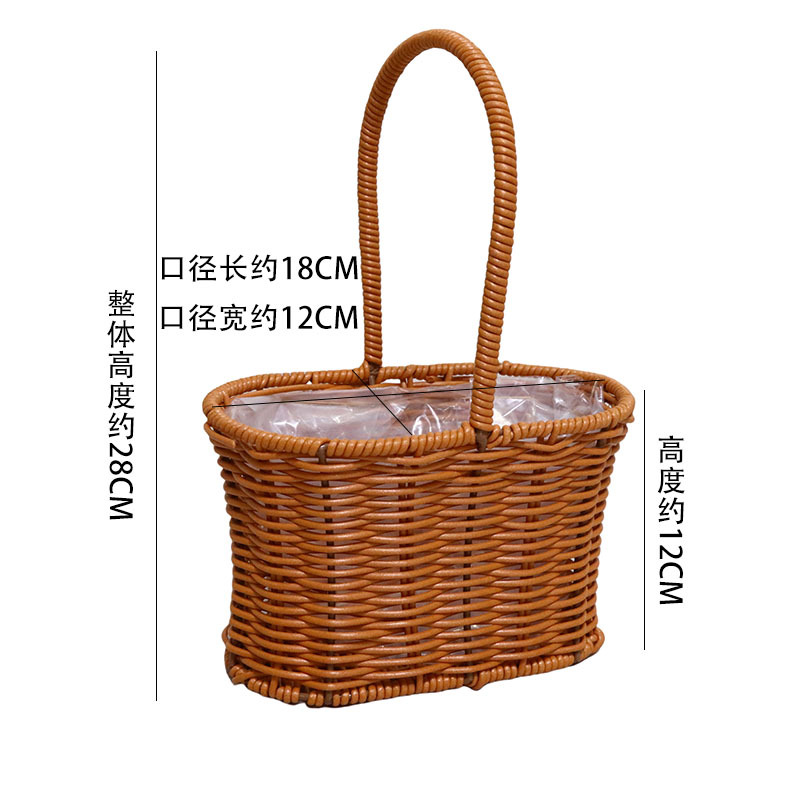 Cestas de mano tejidas a mano de plástico de caña decorativa flor seca canasta de flores portátiles canasta de regalos al por mayor