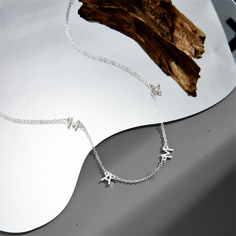 Copper Plated 14 Real Gold Letter Pendant Simple Clavicle Chain