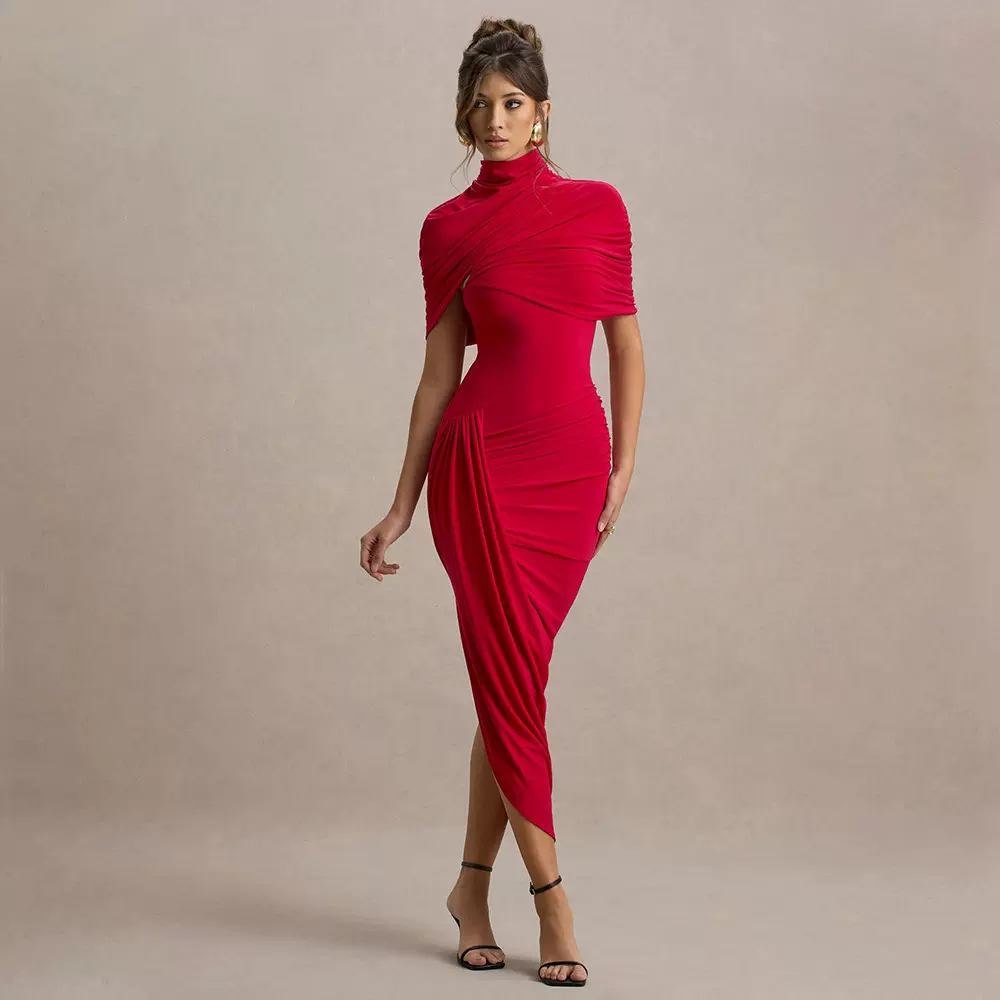 欧美外贸春夏跨境新款女装礼服  时尚热销性感修身褶皱露背连衣裙