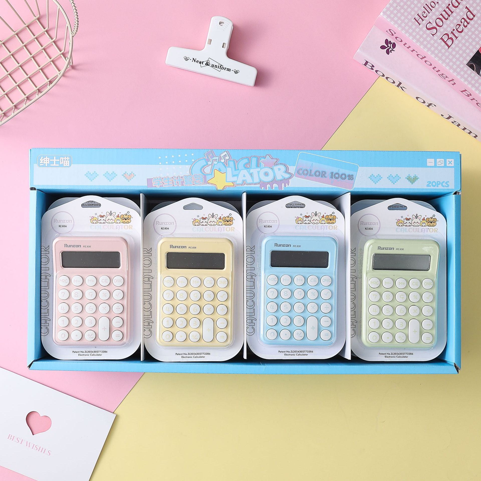 Calculadora científica pequeña con tapa de palma mini computadora portátil silenciosa para estudiantes que hacen preguntas financieras suministros de oficina