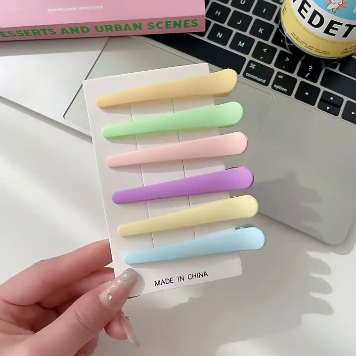 Macaron Candy-Colorfuled Forehead Bangs Hairpin Women's Side Clip Hairpin Headdress Colorfulful Duckbill Clip Broken Hair One-Word Clip